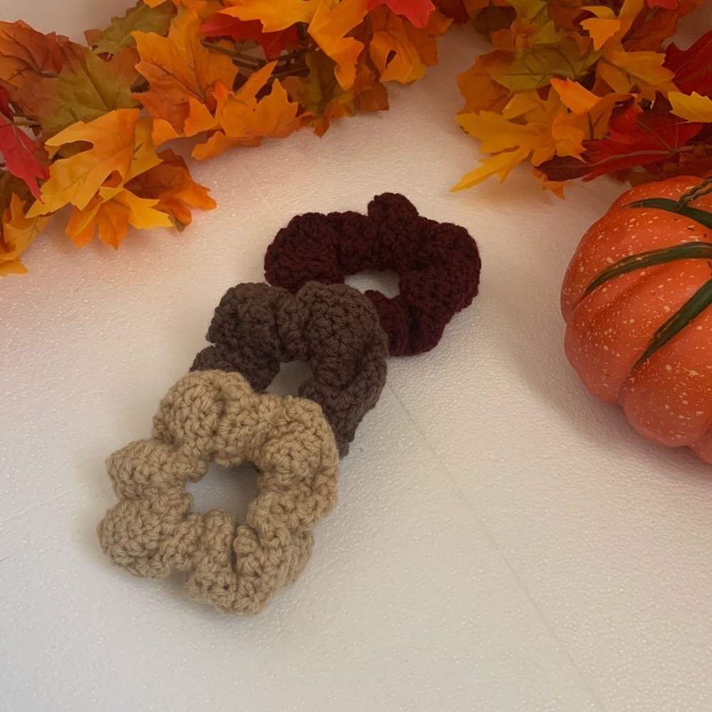 3 Crocheted Scrunchies